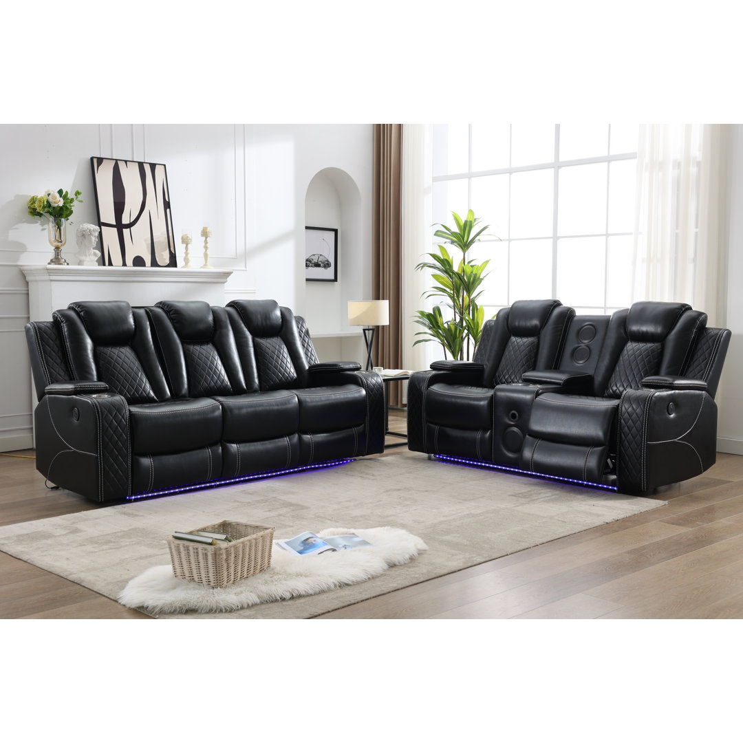 Clarencia 2 Piece Vegan Leather Reclining Living Room Set Orren Ellis Leather 