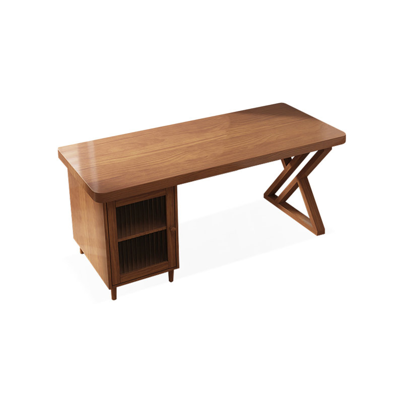 Bureaux rectangulaires en bois massif noyer, H 29,53 po x l 62,99 po x P 23,62 po, Retour à gauche