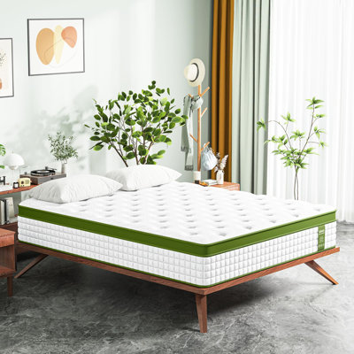 Matelas double de 12 pouces avec mousse viscoélastique imprégnée de gel et ressorts ensachés, relief, isolement par mouvement, tissu respirant pour la peau, haut dans la boîte, mousse, respirant, revitalisant,