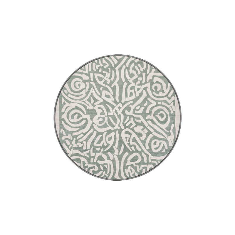 Machine Washable Gray Area Rug, Round 3'