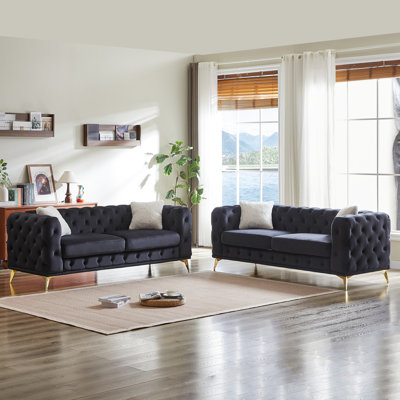 Luxurious Velvet 3-Seater Combo Sofa With Solid Wood Frame, Metal Feet, And 4 Cushions For Modern Living Rooms And Offices