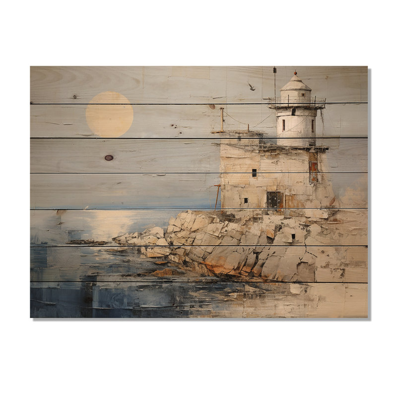 Horizon de maison de lumière gris minimal - art mural en bois de pin clair côtier naturel, H 24 po x l 32 po