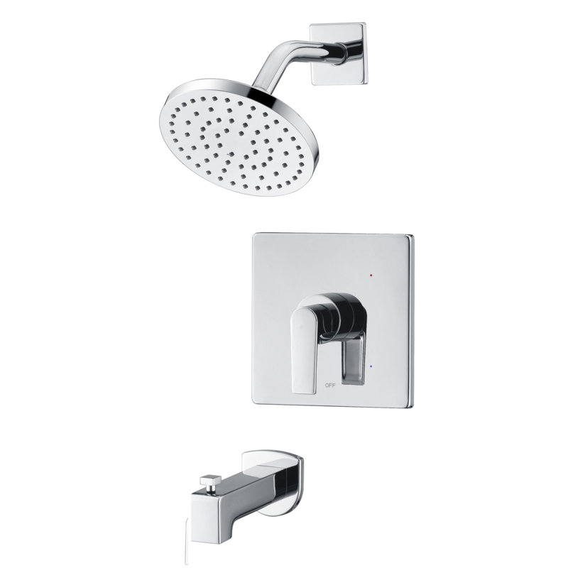 Dean Collection Shower Trim System: 6" Round Shower Head, Single Handle Set, Tub Spout & Rough-in Valve Included - Chrome Polished