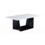 Ensemble de table basse moderne 3 pièces Table de bout Table de bout luxueuse avec faux-marbre et base angulaire noire Meuble de salon en bois blanc