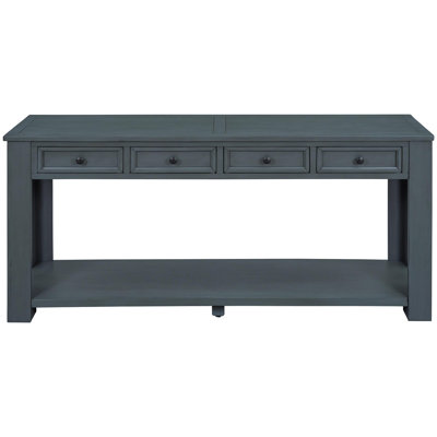 Console Table/Sofa Table With Storage Drawers And Bottom Shelf For Entryway Hallway (Navy)