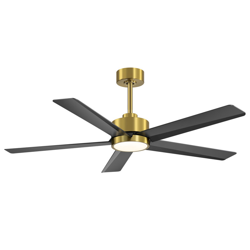 Ulker 52'' Black and Gold Ceiling Fan with LED Light and Remote