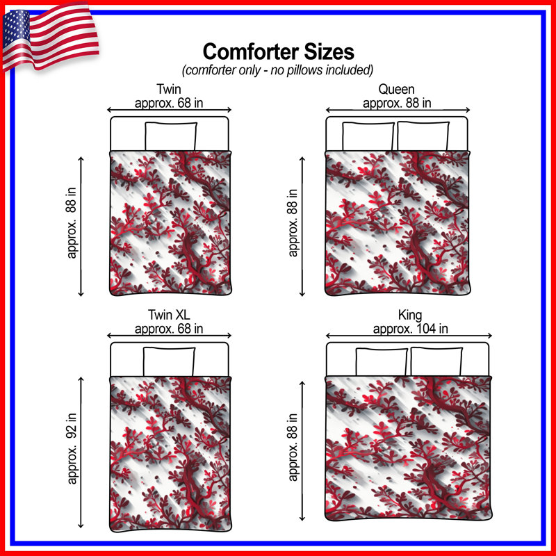 Red Branch Pattern Comforter, Queen