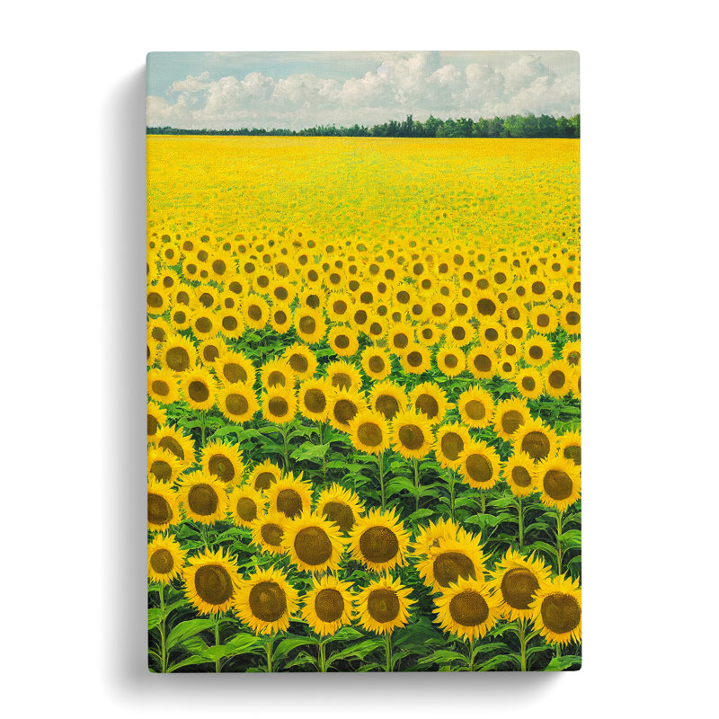 Watonga Sunflower Field Painting Vol.2 - Wrapped Canvas, 76cm H x 50cm W