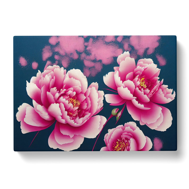 Magnetic Peony Flowers - Wrapped Canvas Print, 35cm H x 50cm W x 3cm D