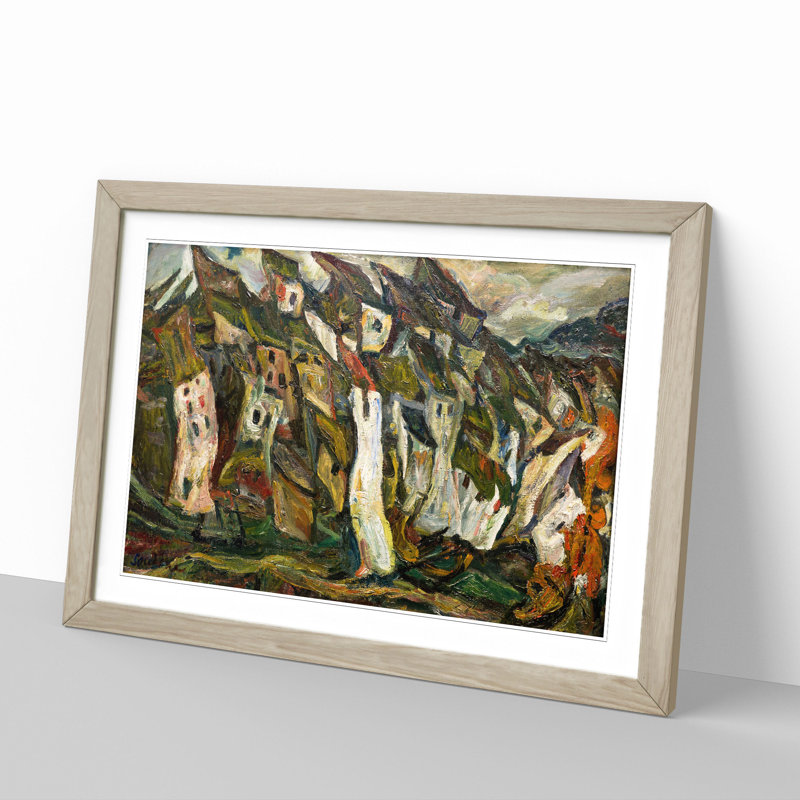 Houses by Chaim Soutine - Picture Frame Painting, 36cm H x 48cm W x 2cm D, Oak Framed