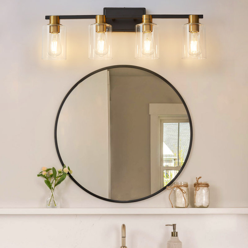 Aarien 4-Light Dimmable Vanity Light, Black/Gold
