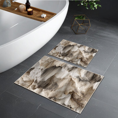 Ensemble de tapis de bain Premium (2 pièces), brun, 19,7 po x 23,6 po et 23,6 po x 39,4 po | 100% polyester, 650 g / m², hauteur des poils de 0,2 pouce | Base à pois antidérapante, lavable à la machine | Doux, durable et élégant pour toute salle de bain