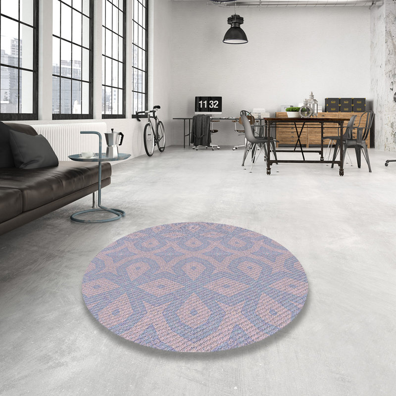 Tapis mauve à métier motorisée, Rond 6 pi