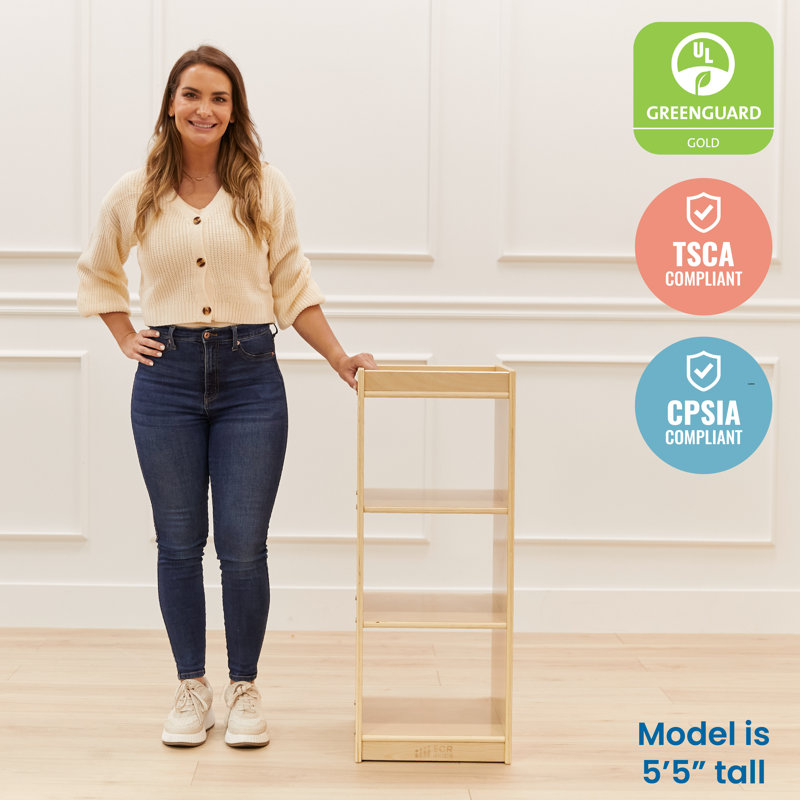 Natural Birch 3-Cube Vertical Storage Cabinet for Kids