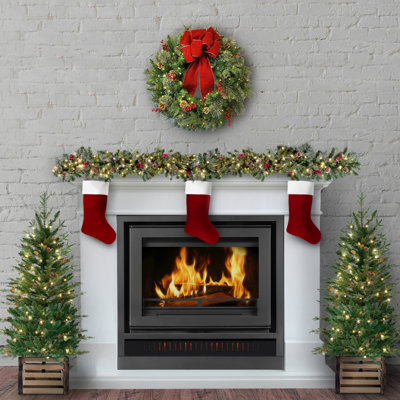 Hardesty 2 Piece Lighted 4' Potted Trees, 9' Garland, and 24" Wreath Set
