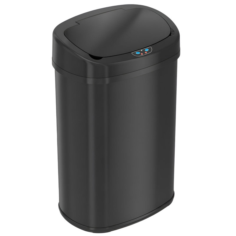 Deodorizer Stainless Steel 13 Gallon Motion Sensor Trash Can, Matte Black