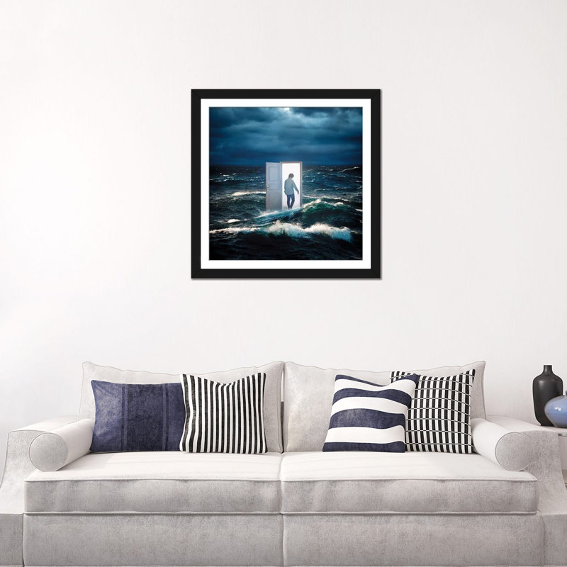 «Come Back», reproduction d'impression sur toile tendue, H 16 po x l 16 po x P 1 po, Papier d'art encadré noir, Blanc