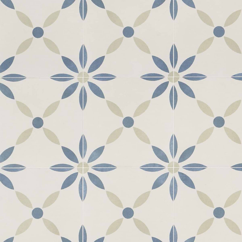 Lapaz 9x9 Matte Porcelain Tile, White Flower