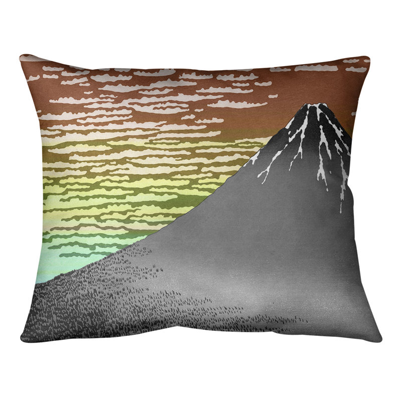 Coussin lombaire the fine vent clair du matin, 20 po x 14 po, Rouge / ciel vert, Duvet synthétique
