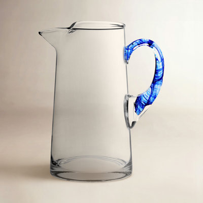 Libbey Cabos Blue-Handled Glass Pitcher, 90-ounce