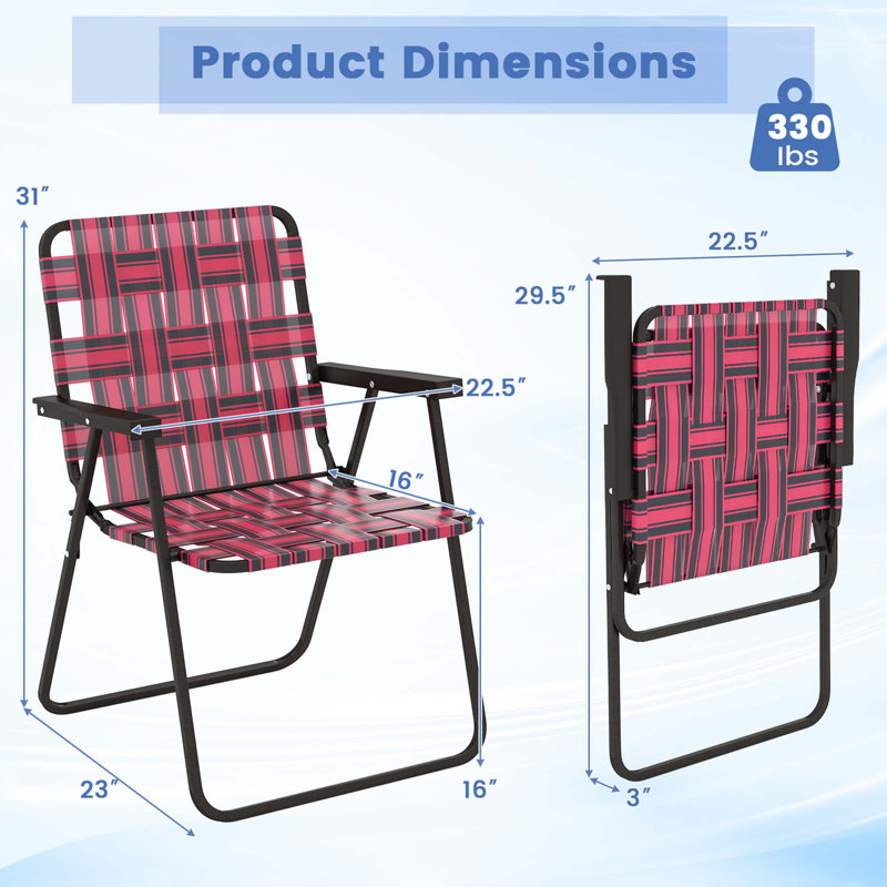 Chaise de plage pliante Sharneka, Rouge