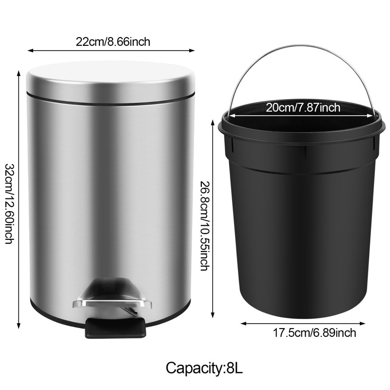 Poubelle à pédale en métal 2,1 gallons