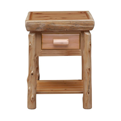 Fireside Lodge Cedar Log One Drawer Nightstand with Shelf - Natural