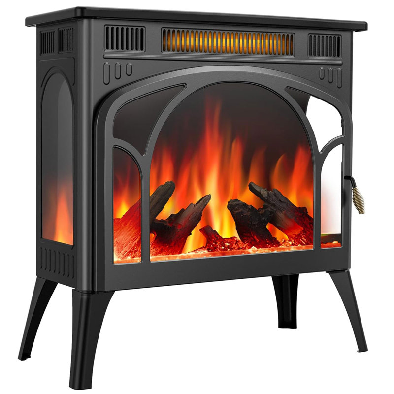 Agros 24.3'' W Portable Electric Fireplace Stove Adjustable Thermostat with Remote Control