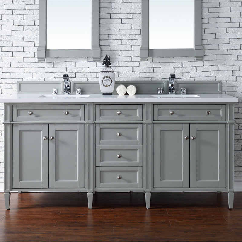 Brittany 72'' W Double Bathroom Vanity Base, Smokey Celadon