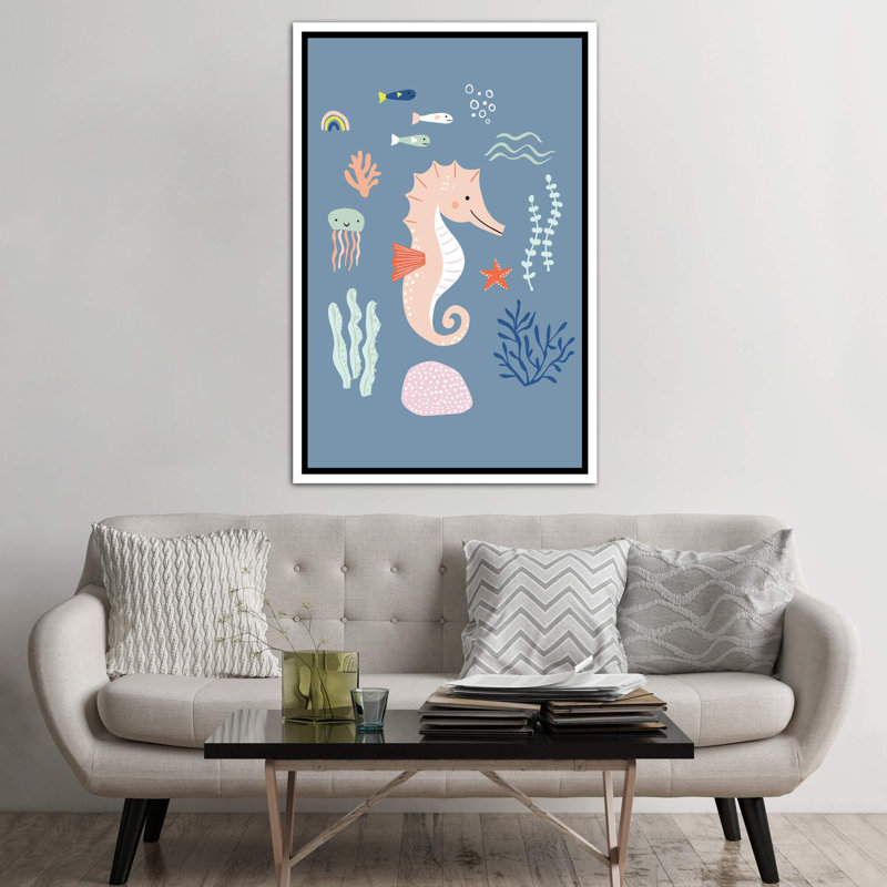 «Under the Sea IV» par Caroline Alfreds - impression d'art graphique, H 60 po x l 40po x P 1,5 po, Toile blanche encadrée