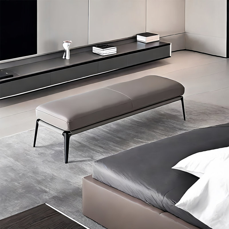 Mishele Leather Match Upholstered Bench, 17.71" H x 66.92" W x 17.71" D