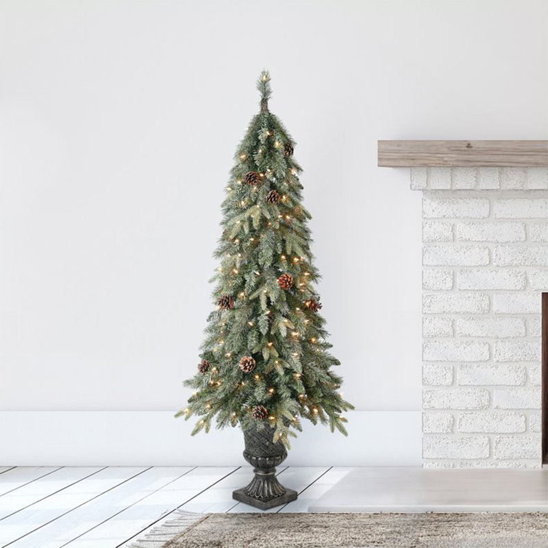 Arbre de Noël artificiel pin d'entrée 5 pi avec pommes de pin