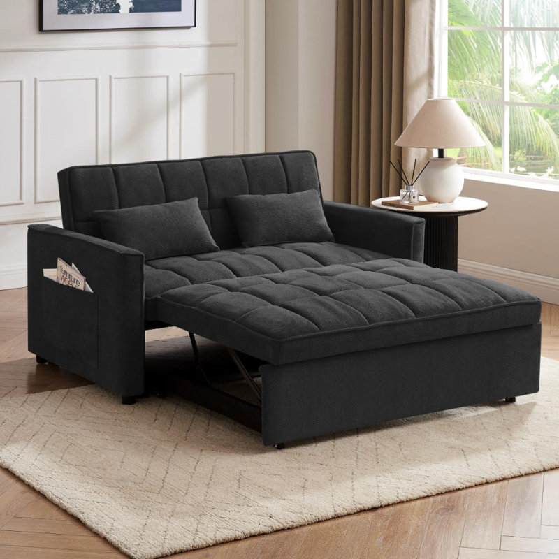 Harriet 2 Seater Linen Sofa Bed, Dark Grey