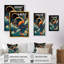 Japanese Landscape With Octopus V - Animal Canvas Wall Art-86179500-86179502