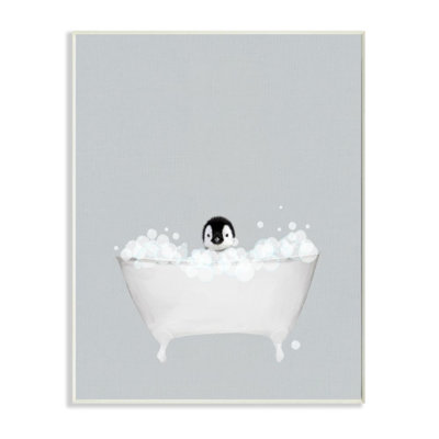 «Penguin Blue Bath Cute Animal Design» par Leah Straatsma - impression d'art graphique