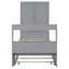 Lit plateforme avec tête de lit et pied de lit avec rangement, tablettes gigognes, gris-926641529