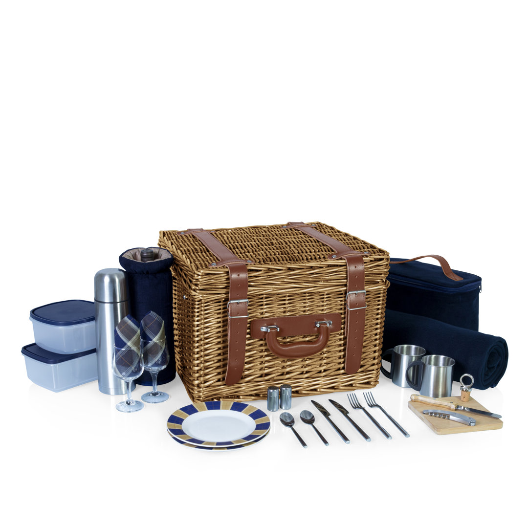 Canterbury Deluxe Wicker Picnic Basket with Blanket and Soft Cooler Picnic Time 