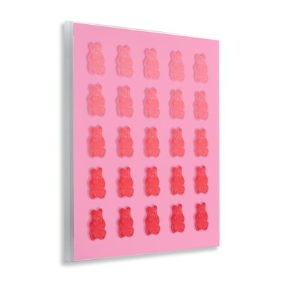 Pink & Red Bear Gradient Wall Plaque, design by LISH Creative