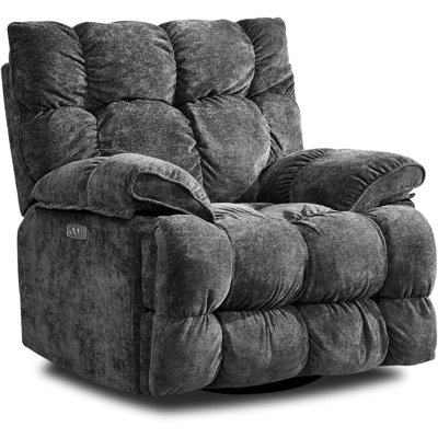 41.5" Wide Upholstered Recliner, Oversized Power Swivel Rocker Recliner Chair with USB & Type-C Port by Latitude Run