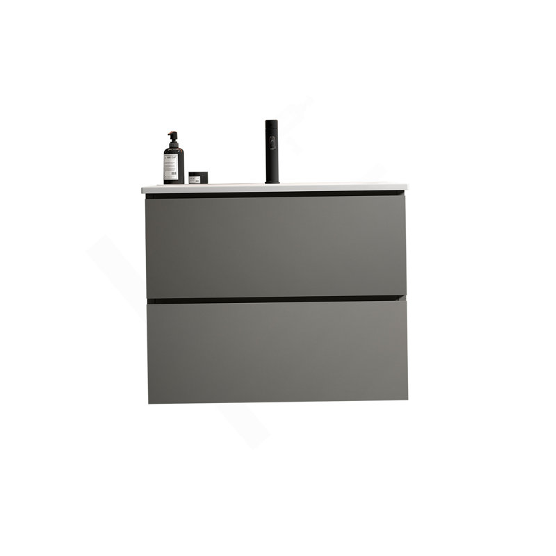 Meuble-lavabo mural 24 po avec lavabo, Gris