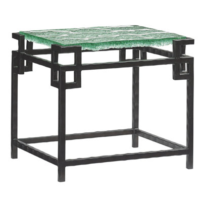 Tommy Bahama Home Island Fusion Hermes Reef Glass Top End Table