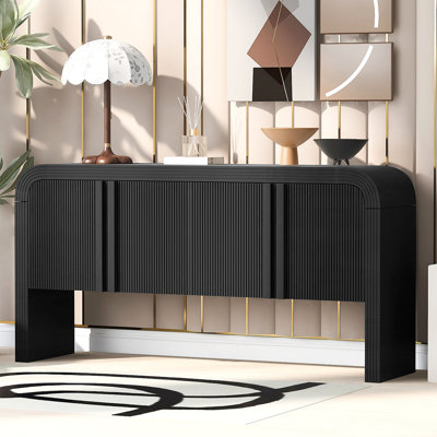 Armoire de rangement rayée avec 4 portes, réglable, idéale pour le bureau, l'entrée et le salon