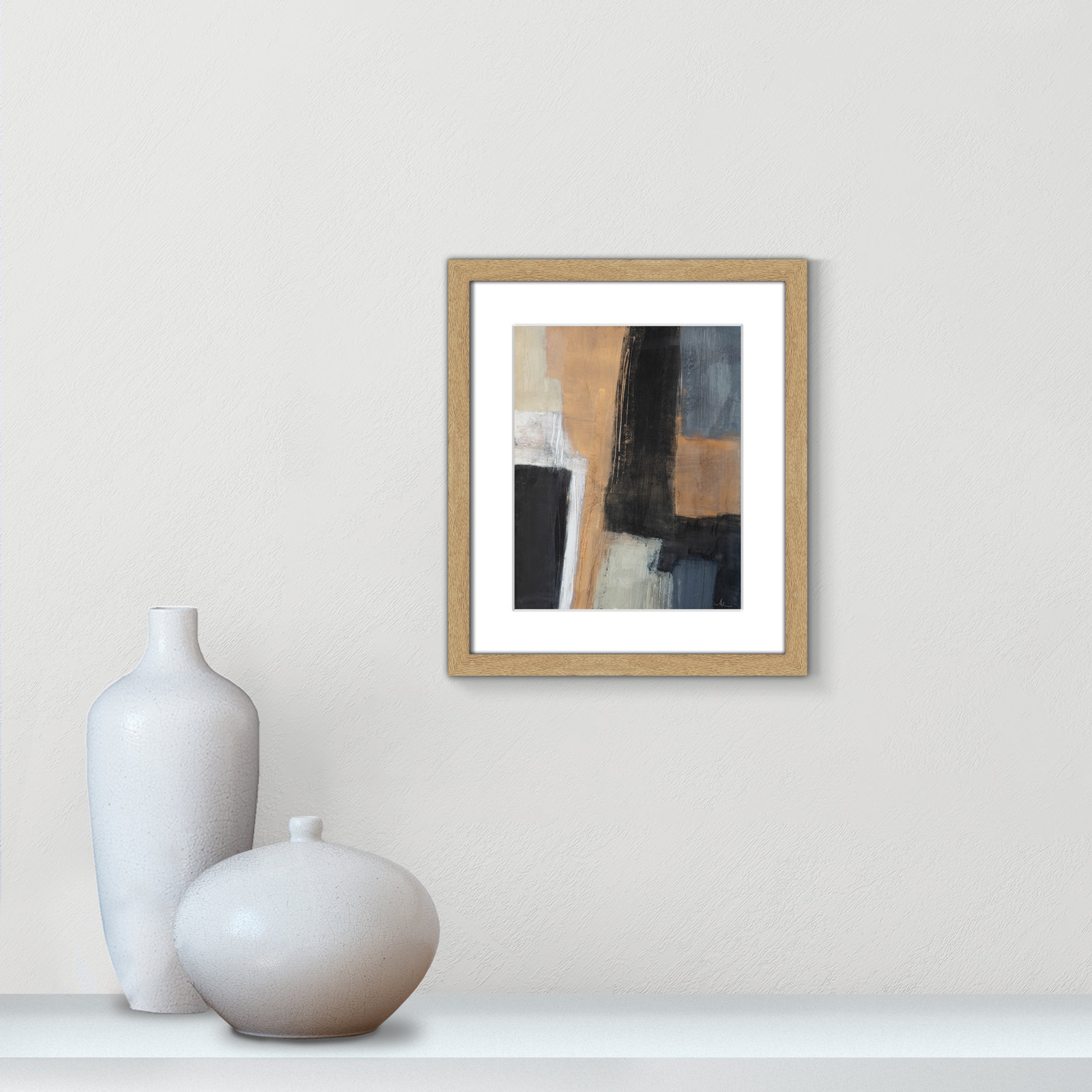 Metallic Slate I by Casa Fine Arts, Natural Woodgrain Picture Framed, 15" H x 13" W x 1.25" D