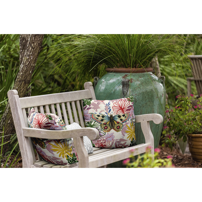 Floral Outdoor Reversible Throw Pillow, 20" H x 20" W, Square