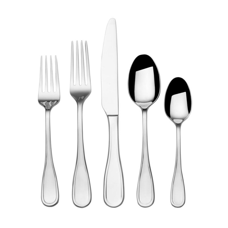Service de 20 pièces Fitz and Floyd Everyday Bistro Classic Silverware pour quatre, gris