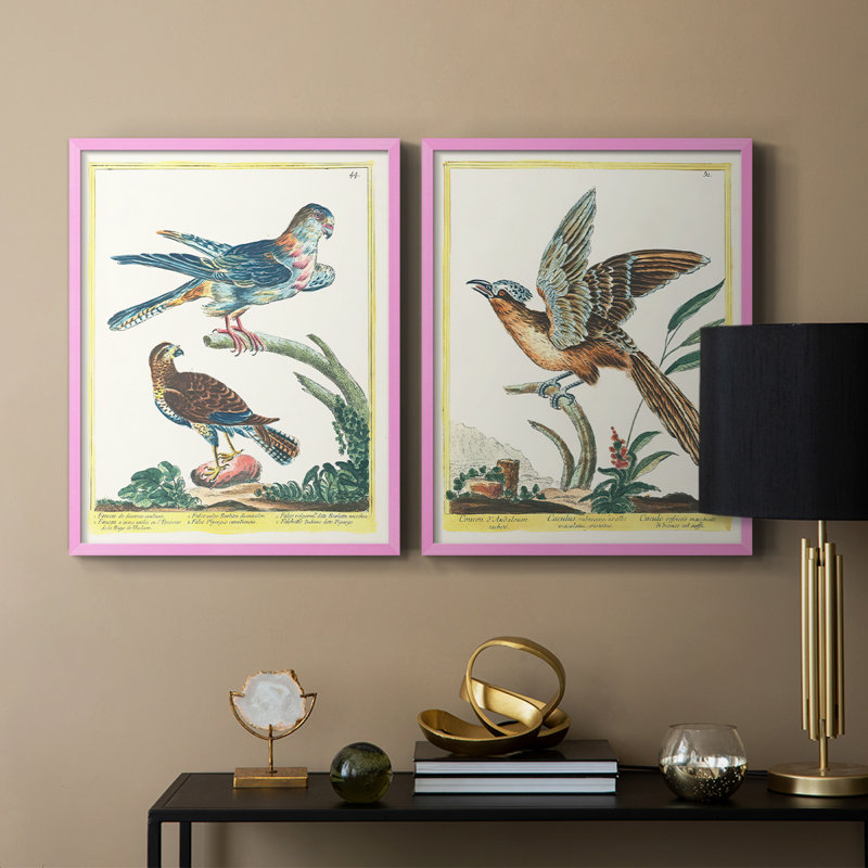 Pastel Birds III - reproduction encadrée de qualité supérieure - prête à être accrochée - aucun clou requis - aucun clou requis