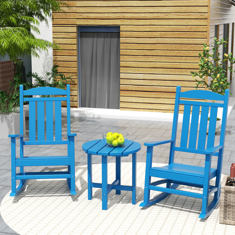 Chaise berçante d'extérieur en plastique Laguna, Bleu pacifique