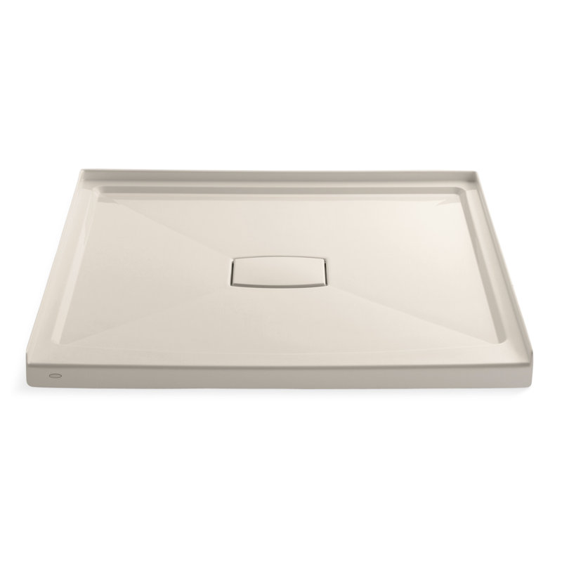 Archer 48" x 48" Single Threshold Center Drain Shower Base with Removable Cover, Thunder Gray