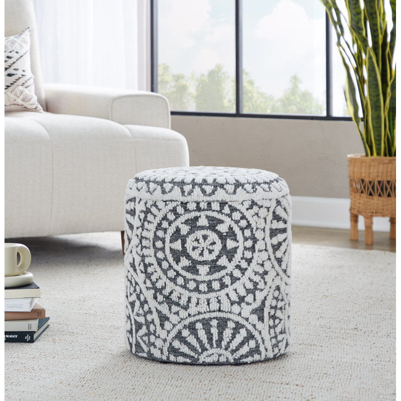 Repose-pieds de rangement en mosaïque avec motif touffeté et noué Meadow