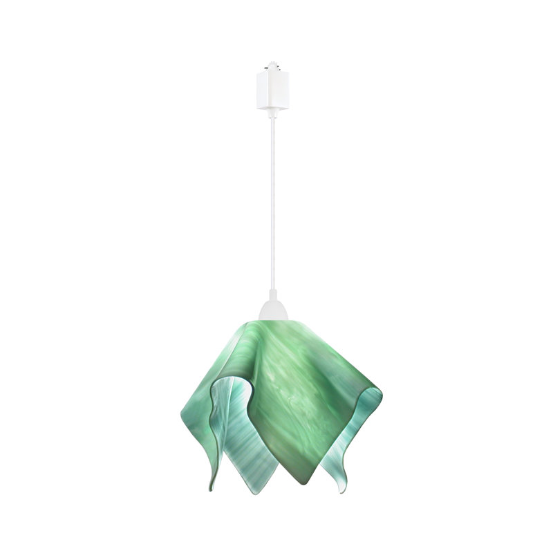 Dale Flame Handcrafted Glass 1-Light Track Pendant, Large, White, Sky Blue